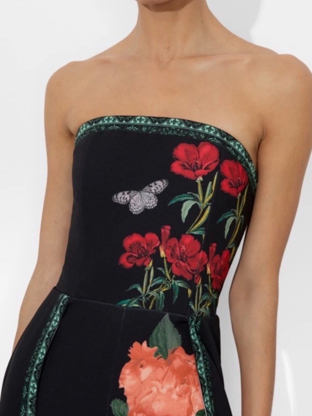 Alice + Olivia Berna Floral Strapless Jumpsuit In The Wind Side Split Leg 10 NWT - Picture 3 of 16